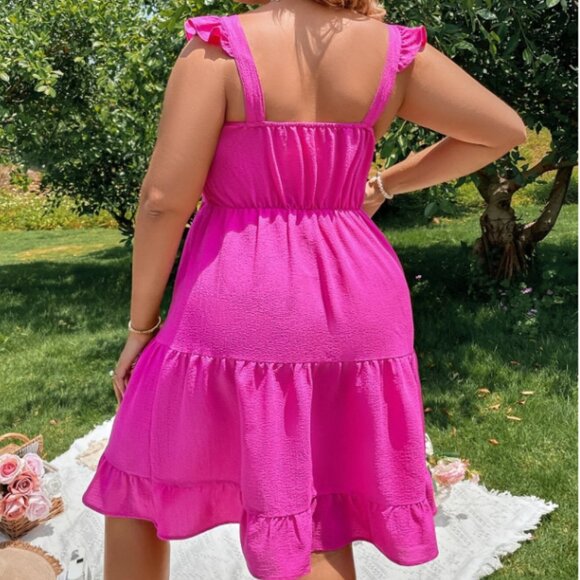 Pink Ruched & Ruffles Dress - Picture 2 of 2